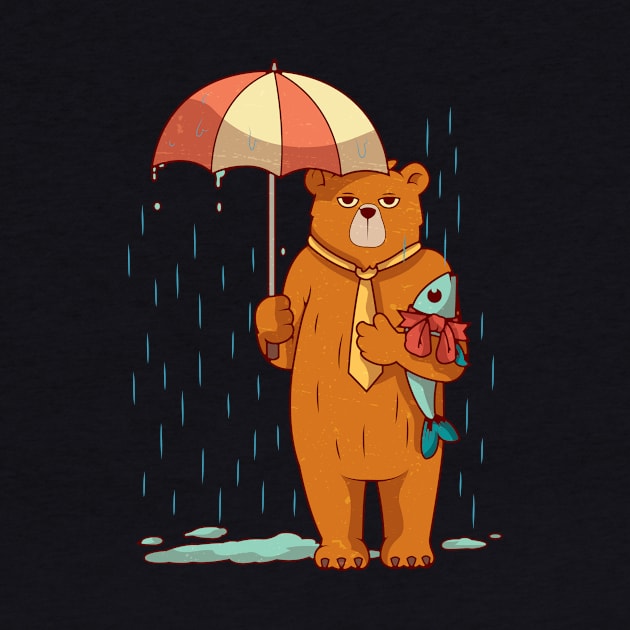 Bear in the middle of Rain, Vintage Retro Style by BoyOdachi